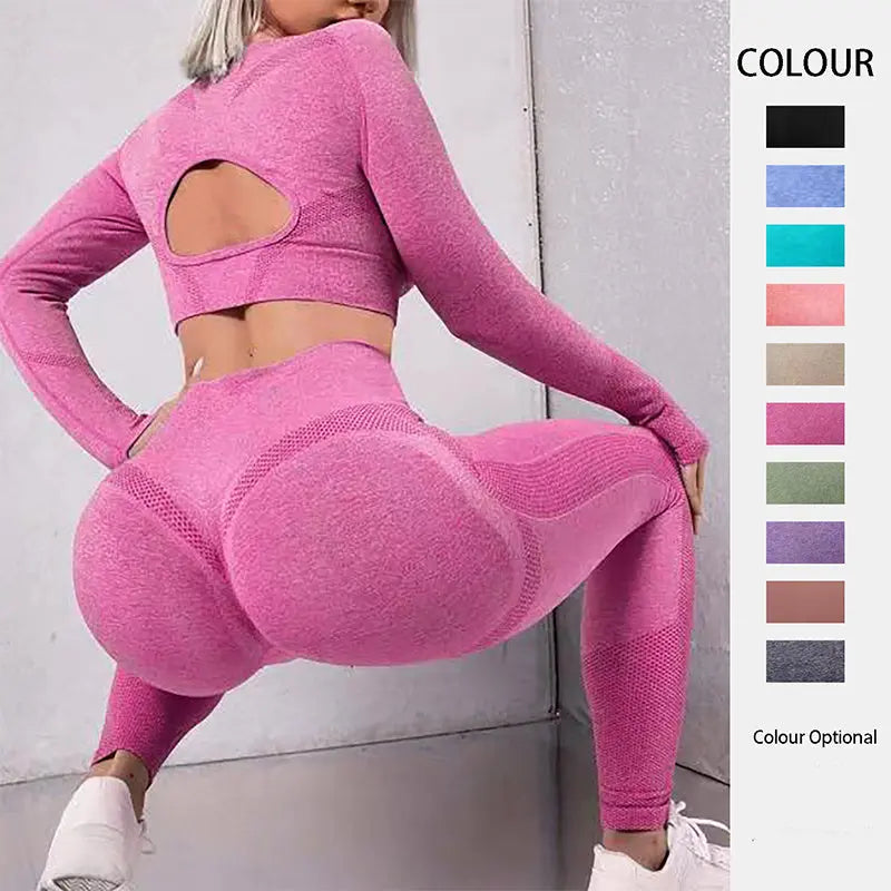 2-Piece Sports Suits: Long Sleeve Top and Butt Lifting Leggings - Thee Plug $top