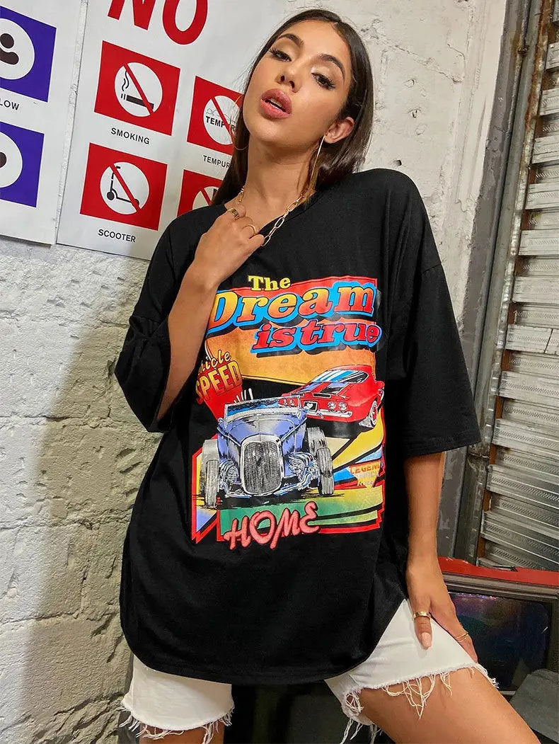 O-Neck Oversized Streetwear Top - Thee Plug $top