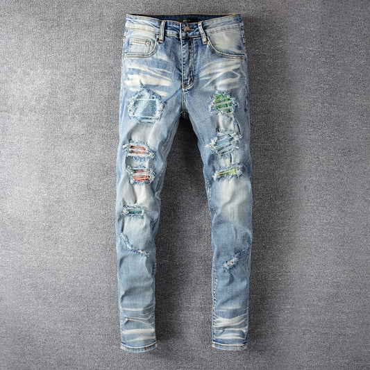 Tear Studded Denim Jeans