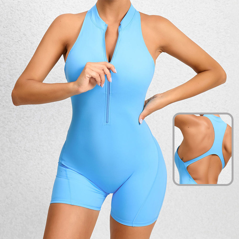 Zippered Body Shaping Sleeveless Butt Lifting Tummy Control Jumpsuit