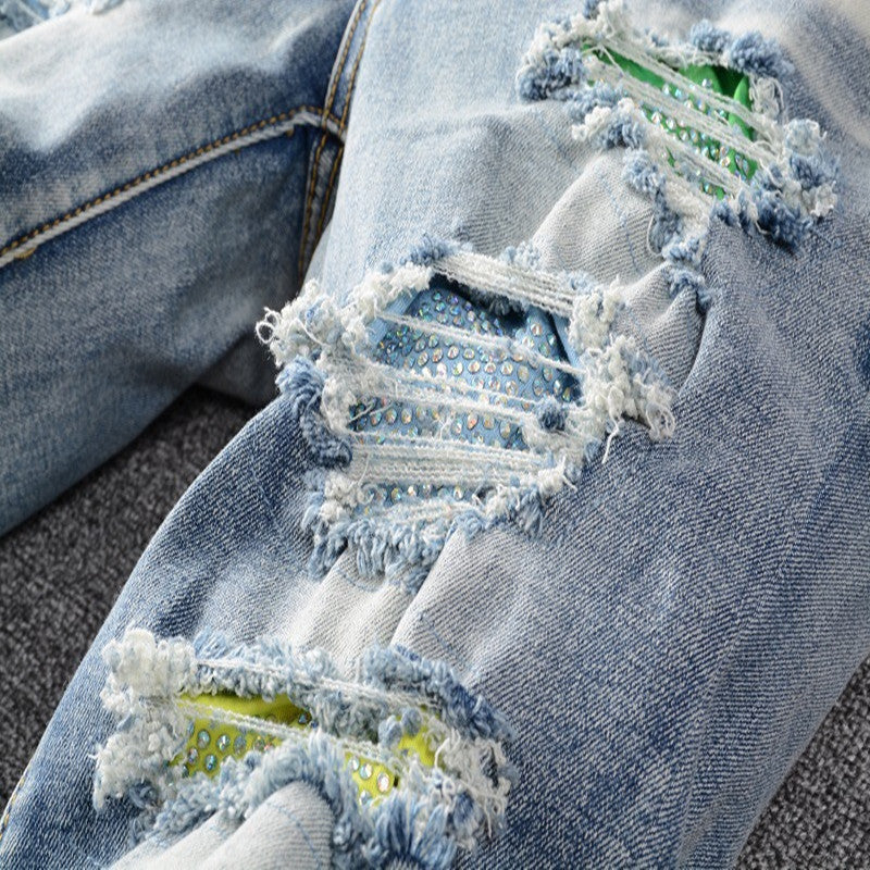 Tear Studded Denim Jeans