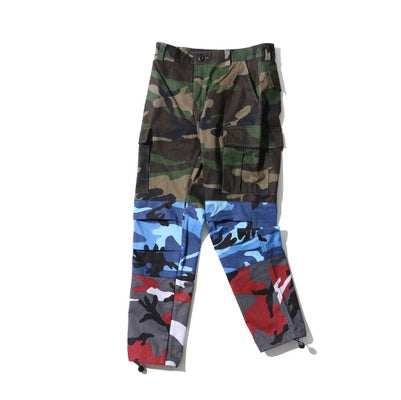 Tri Camo Patchwork Cargo Pants