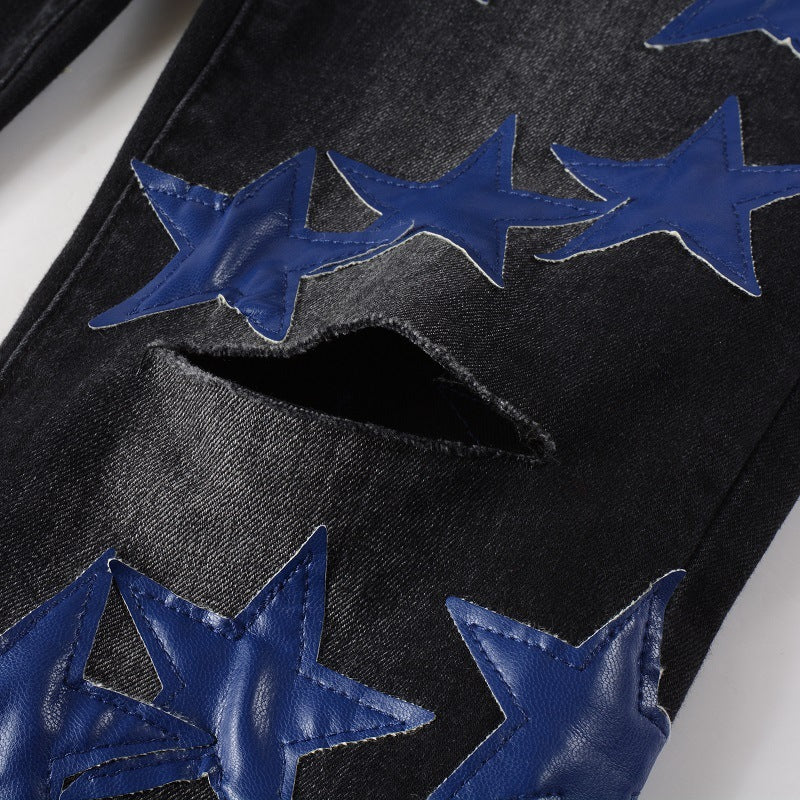 Blue Star Street Leather Stretch Slim Jeans