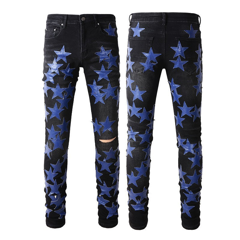 Blue Star Street Leather Stretch Slim Jeans