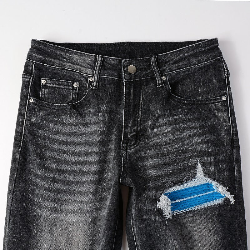 Blue Cut Up High Street Jeans