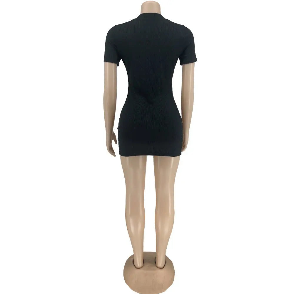 Tight-fitting Solid Color Mini Dress - Thee Plug $top