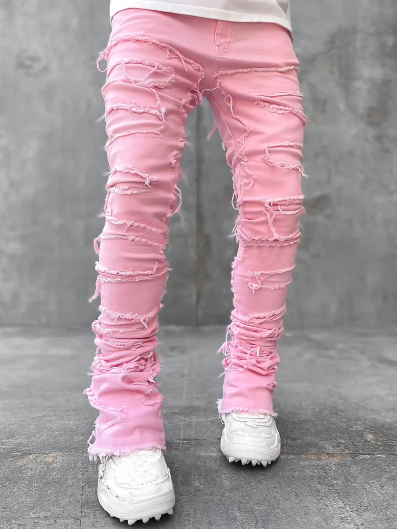 Patched Fit Stacked Jeans - Thee Plug $top