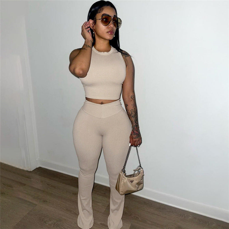 Casual Sexy Fitted Top w/ High Waist Slimming Pants Outfit