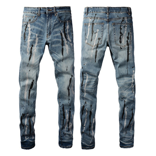 Cross-border Gradient Splash-ink Jeans