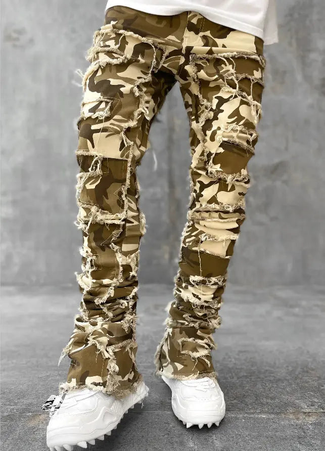 Patched Fit Stacked Jeans - Thee Plug $top