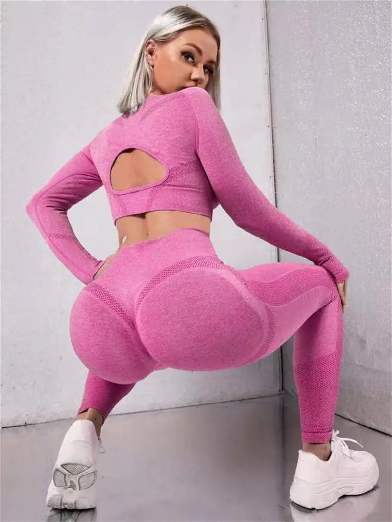 2-Piece Sports Suits: Long Sleeve Top and Butt Lifting Leggings - Thee Plug $top