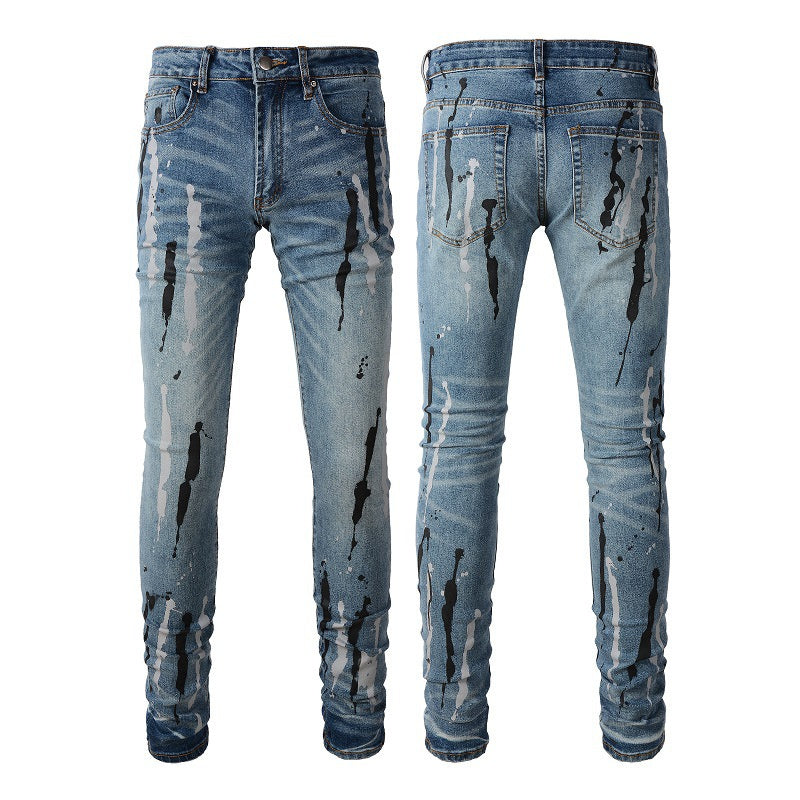 Cross-border Gradient Splash-ink Jeans