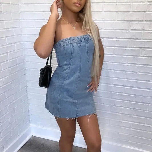 Tube Denim Dress - Thee Plug $top