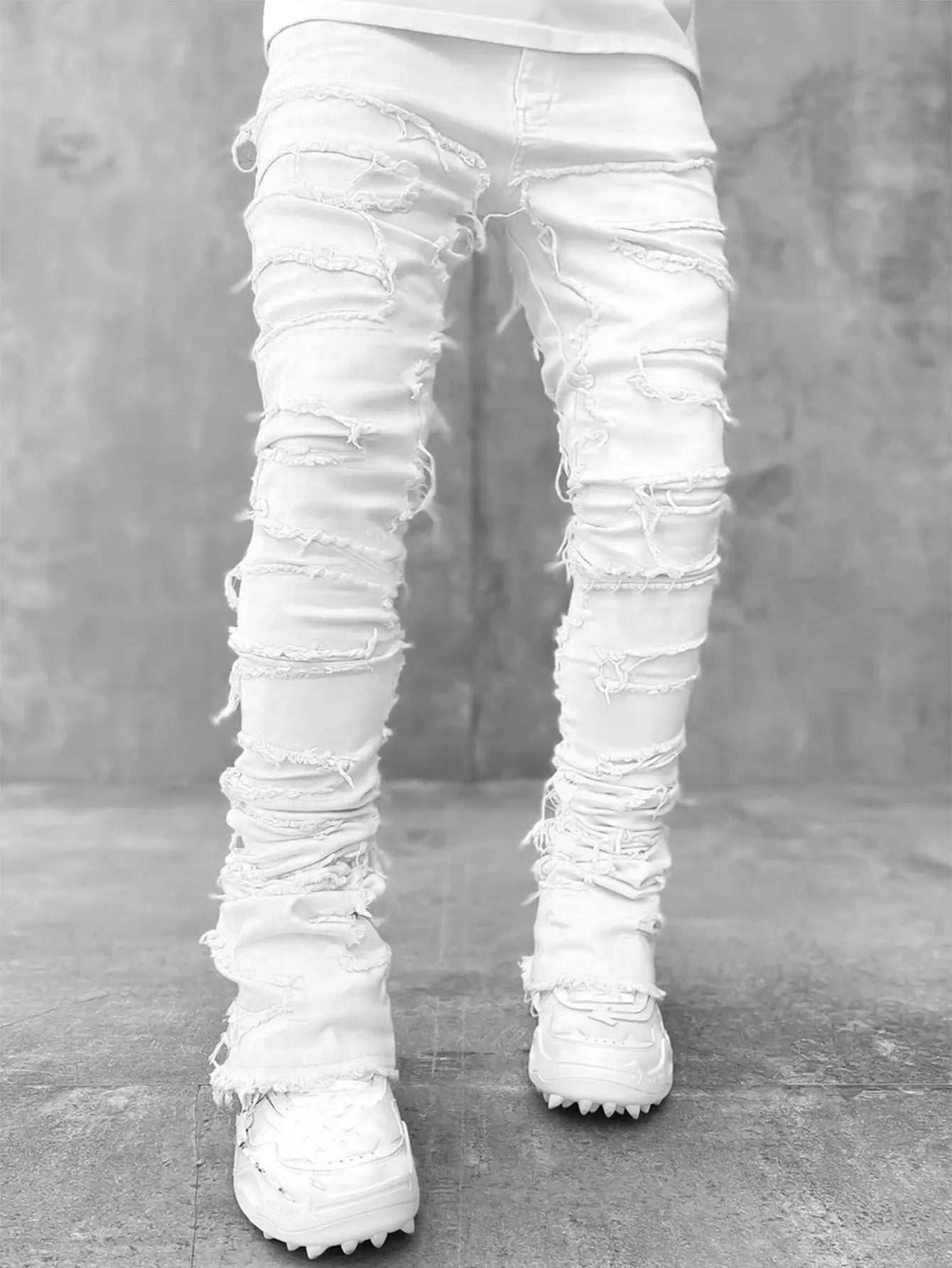 Patched Fit Stacked Jeans - Thee Plug $top