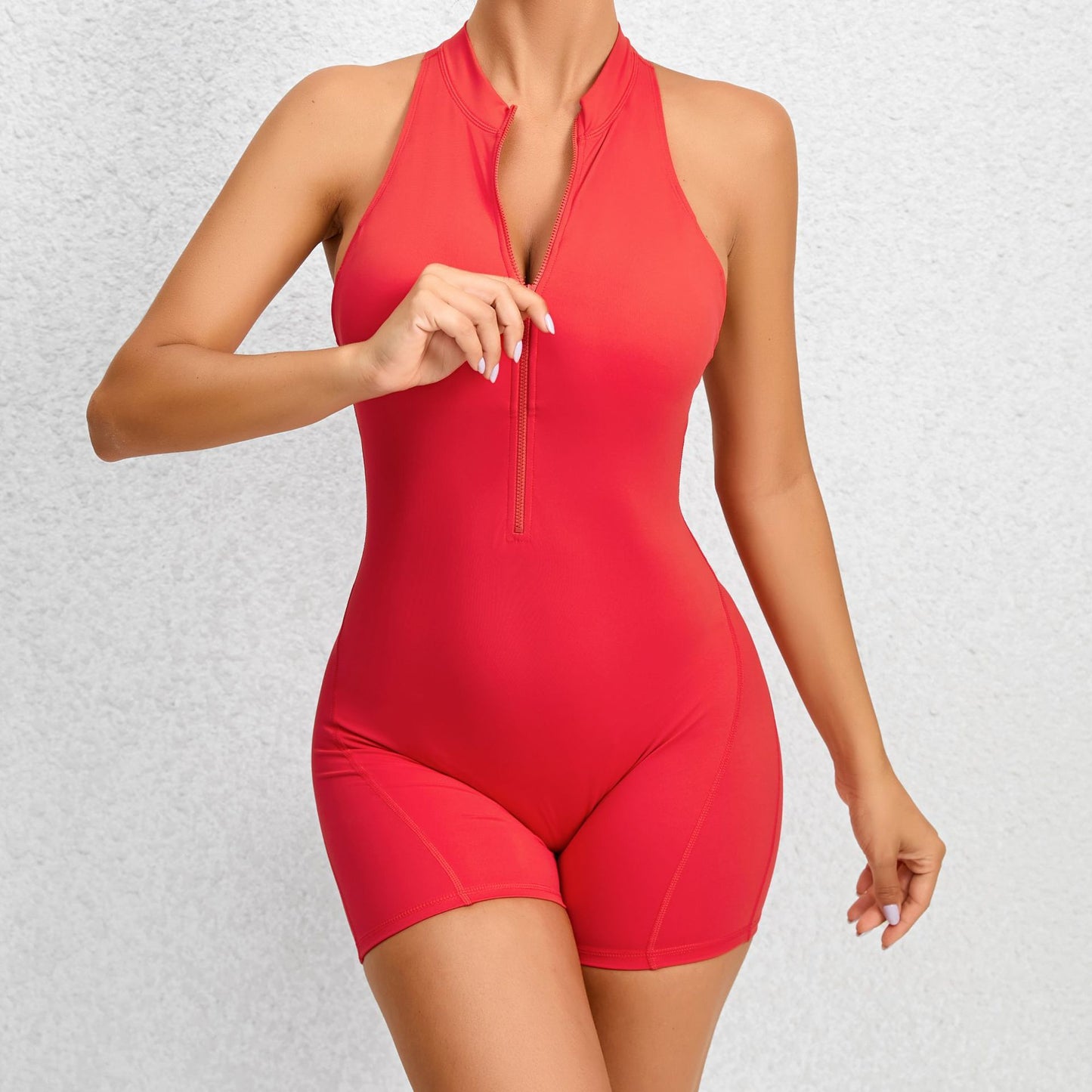 Zippered Body Shaping Sleeveless Butt Lifting Tummy Control Jumpsuit