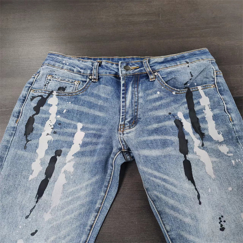 Cross-border Gradient Splash-ink Jeans