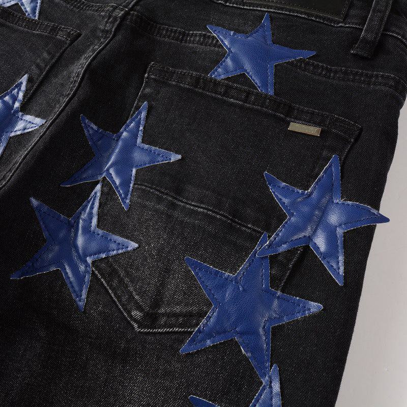 Blue Star Street Leather Stretch Slim Jeans