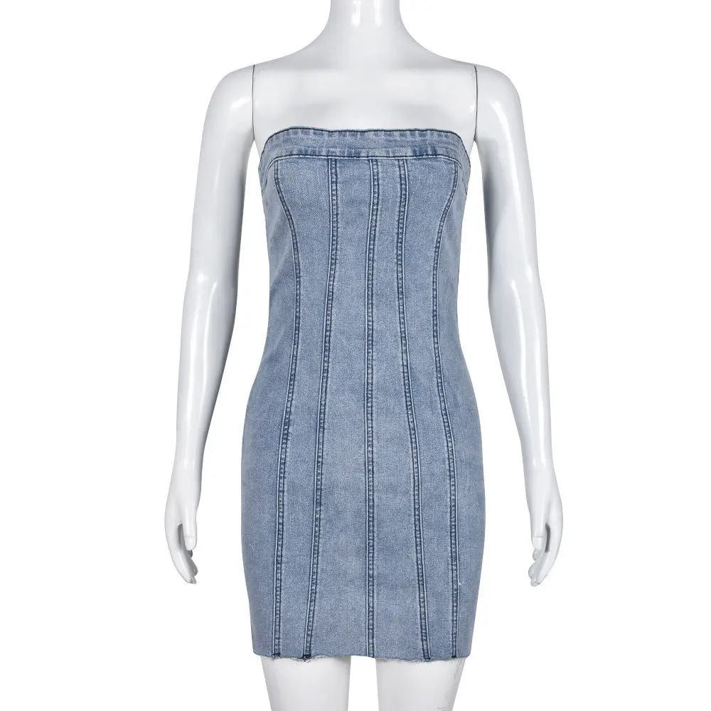 Tube Denim Dress - Thee Plug $top