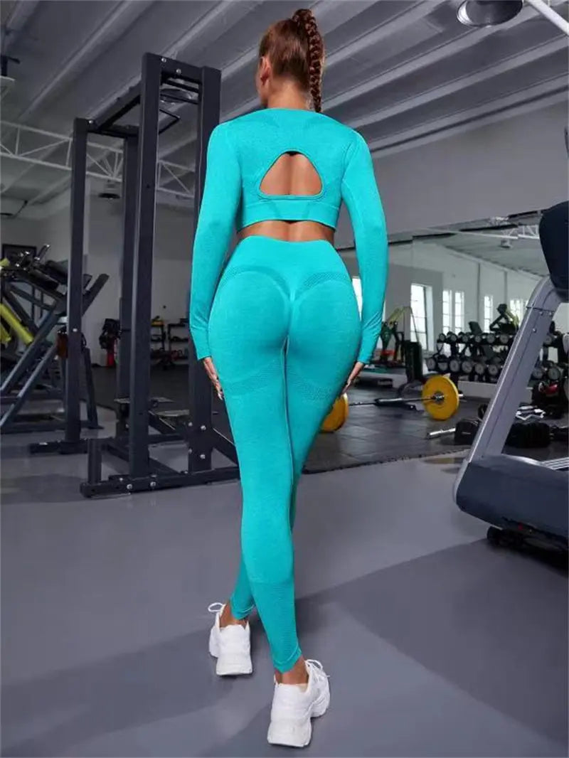 2-Piece Sports Suits: Long Sleeve Top and Butt Lifting Leggings - Thee Plug $top