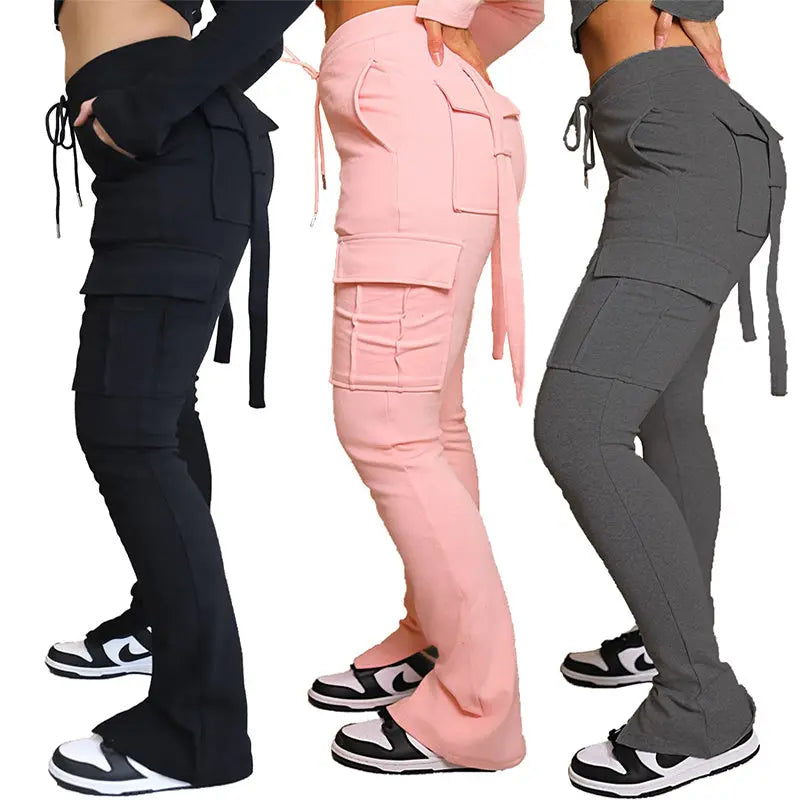 High Waist Cargo Pants w/ Pockets - Thee Plug $top